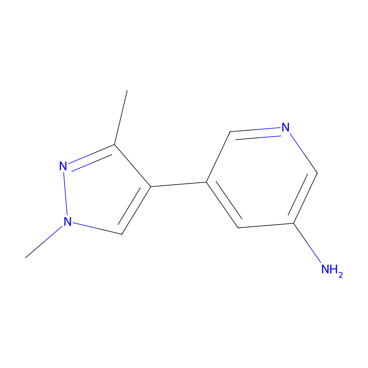 5-(1,3-Dimethyl-1H-pyrazol-4-yl)-3-pyridinamine molecular structure, CAS 1692057-93-4