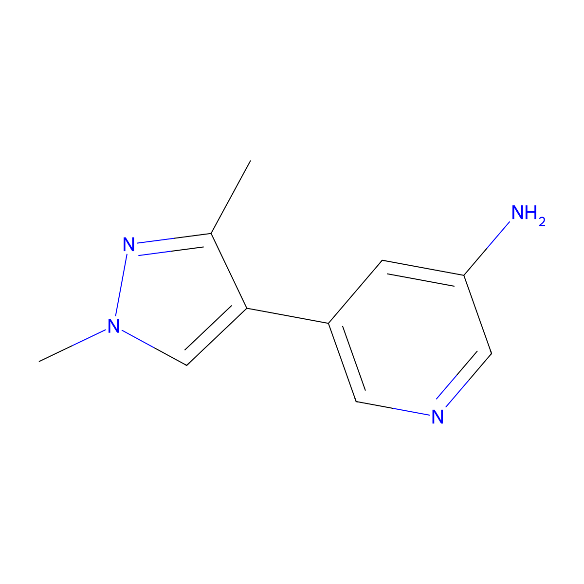 5-(1,3-Dimethyl-1H-pyrazol-4-yl)-3-pyridinamine molecular structure, CAS 1692057-93-4