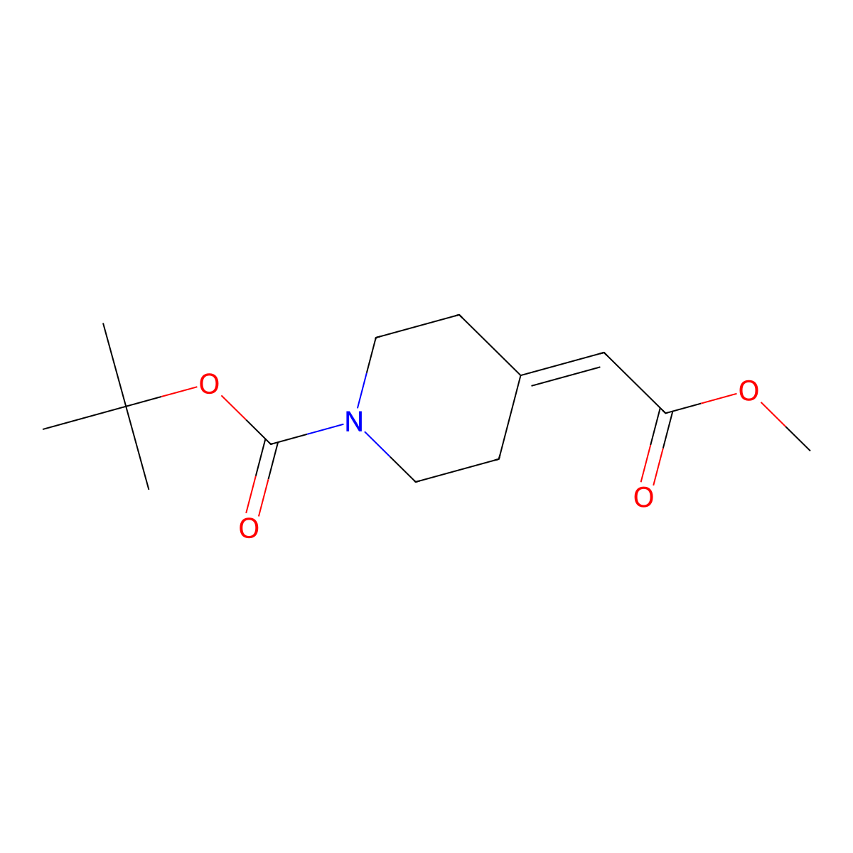 Tert-butyl 4-(2-methoxy-2-oxoethylidene)piperidine-1-carboxylate molecular structure, CAS 169206-65-9