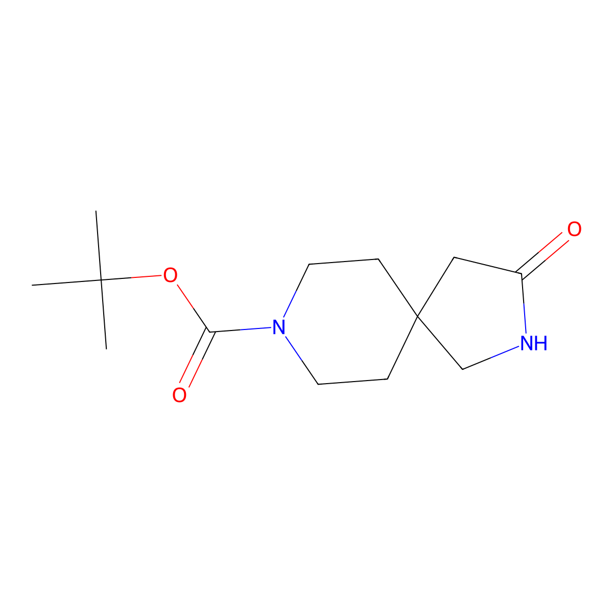 Tert-butyl 3-oxo-2,8-diazaspiro[4.5]decane-8-carboxylate molecular structure, CAS 169206-67-1