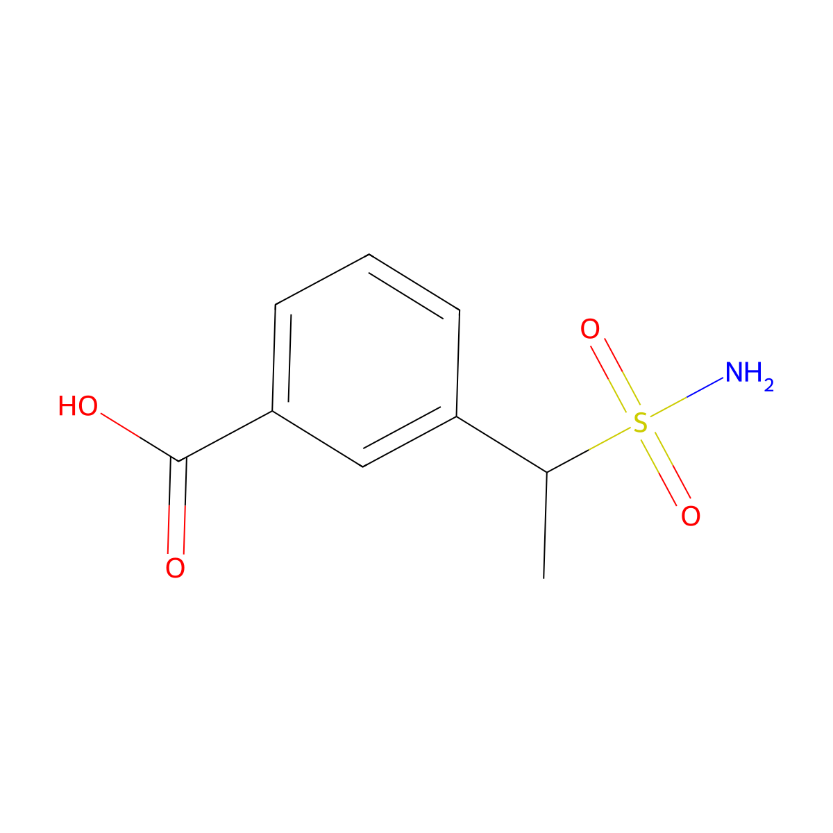 3-(1-Sulfamoylethyl)benzoic acid molecular structure, CAS 1692065-10-3
