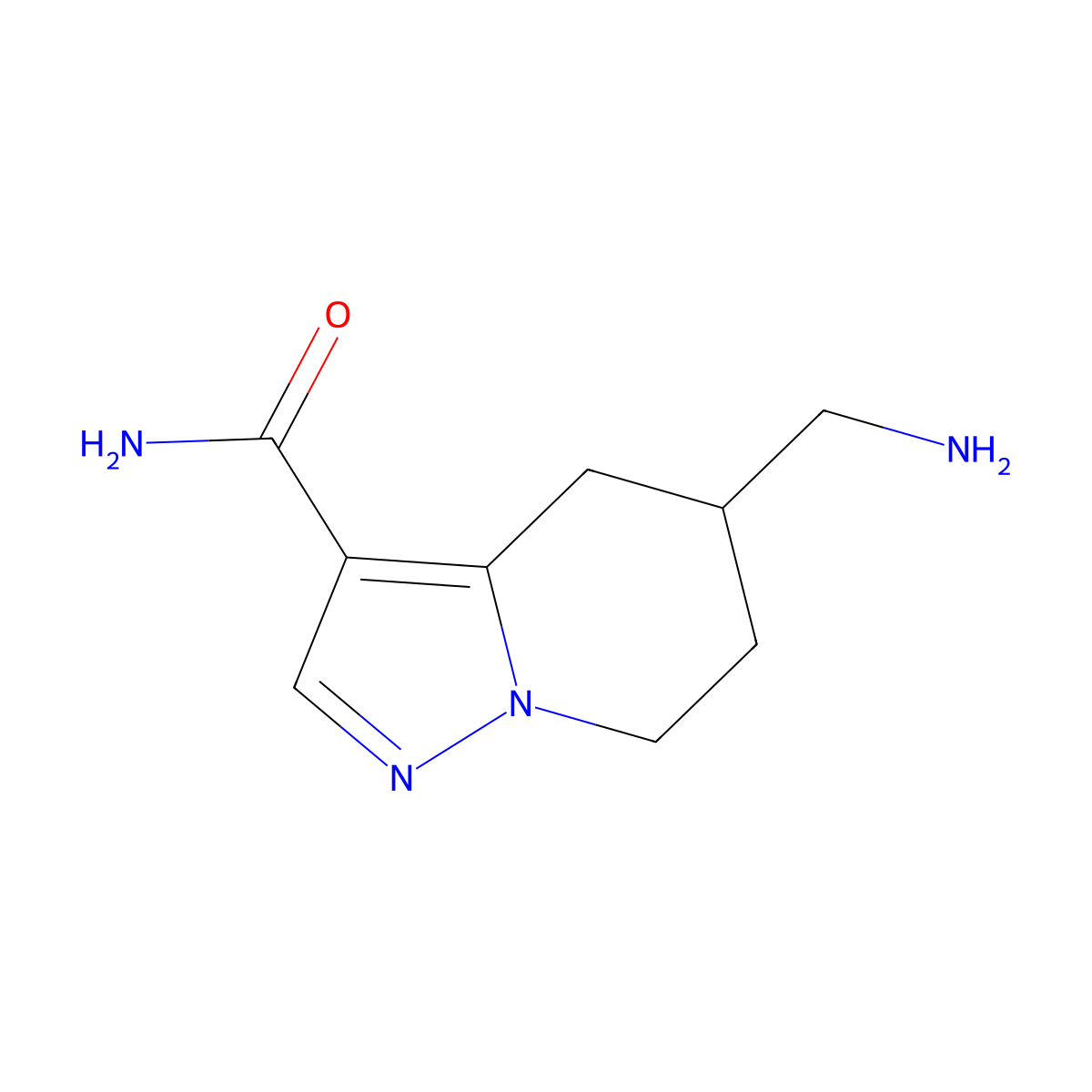 5-(aminomethyl)-4H,5H,6H,7H-pyrazolo[1,5-a]pyridine-3-carboxamide molecular structure, CAS 1692074-10-4