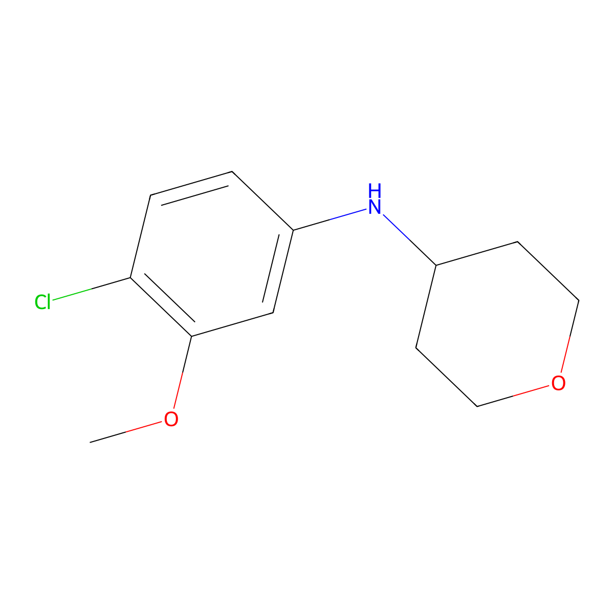 N-(4-Chloro-3-methoxyphenyl)tetrahydro-2H-pyran-4-amine molecular structure, CAS 1692076-08-6