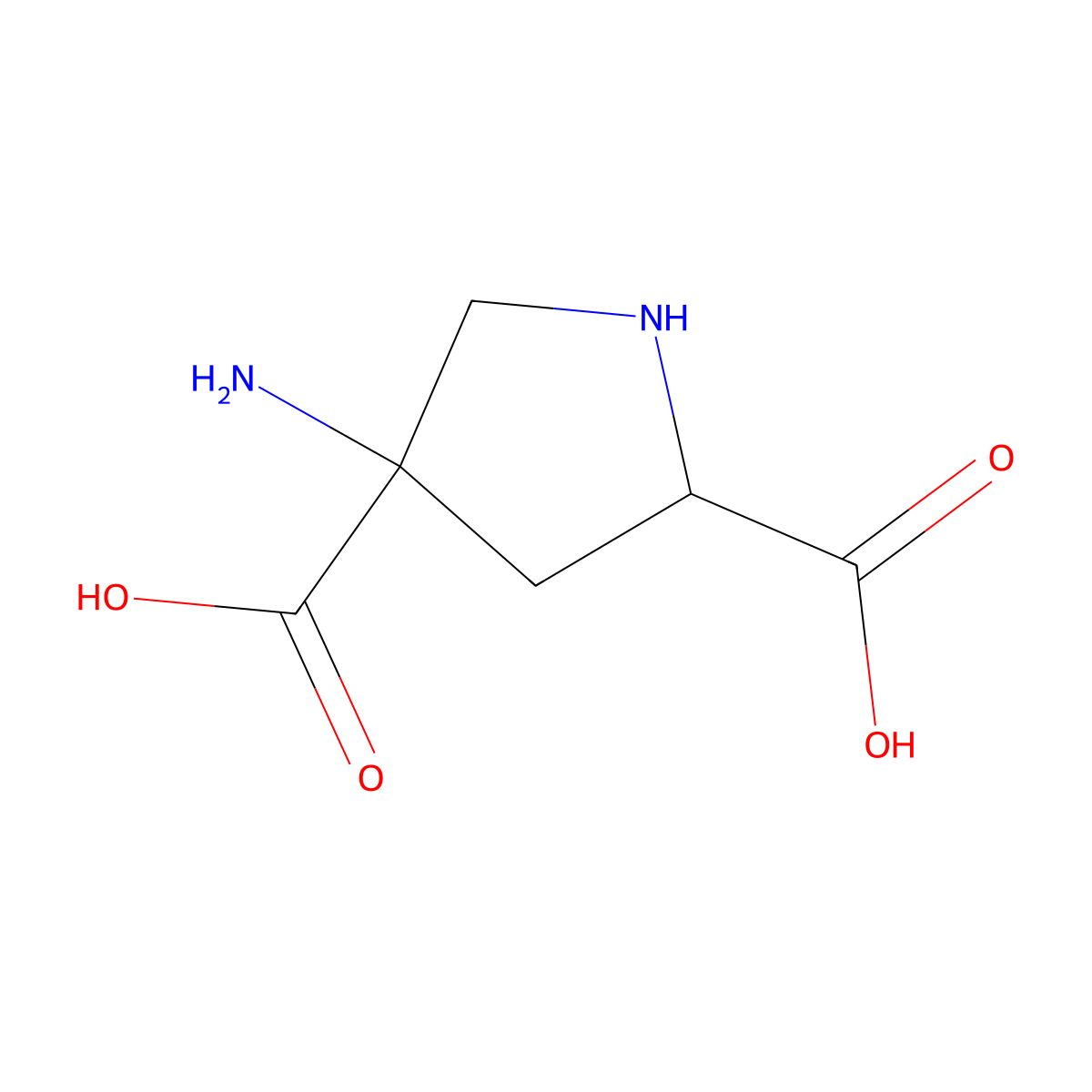 (2R,4R)-4-aminopyrrolidine-2,4-dicarboxylic acid molecular structure, CAS 169209-63-6
