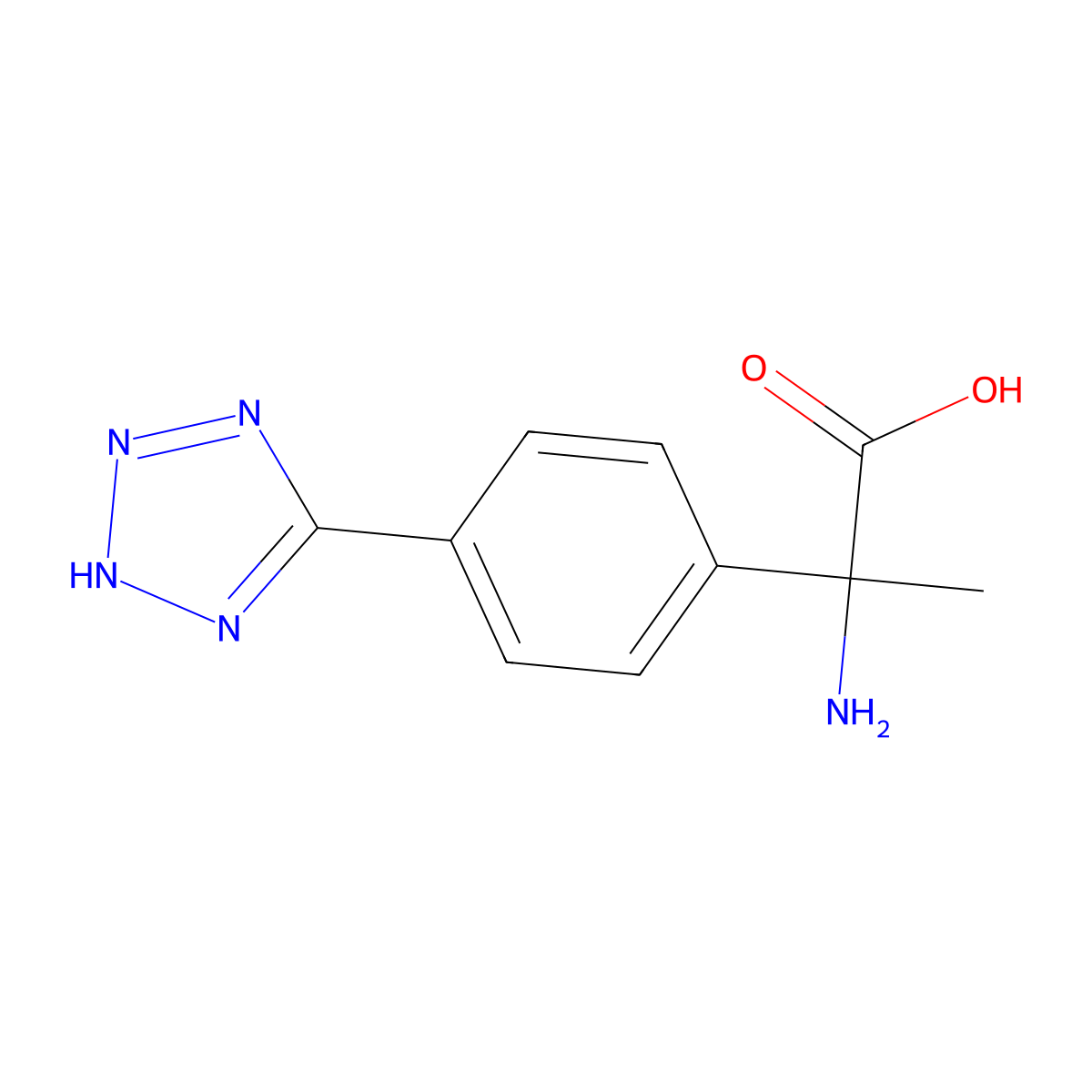 2-(4-(1H-Tetrazol-5-yl)phenyl)-2-aminopropanoic acid molecular structure, CAS 169209-66-9