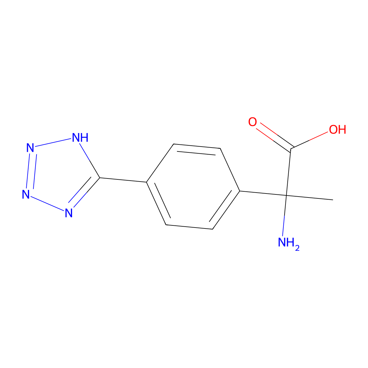 2-(4-(1H-Tetrazol-5-yl)phenyl)-2-aminopropanoic acid molecular structure, CAS 169209-66-9