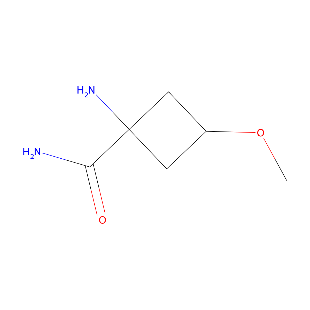 1-Amino-3-methoxycyclobutane-1-carboxamide molecular structure, CAS 1692096-13-1
