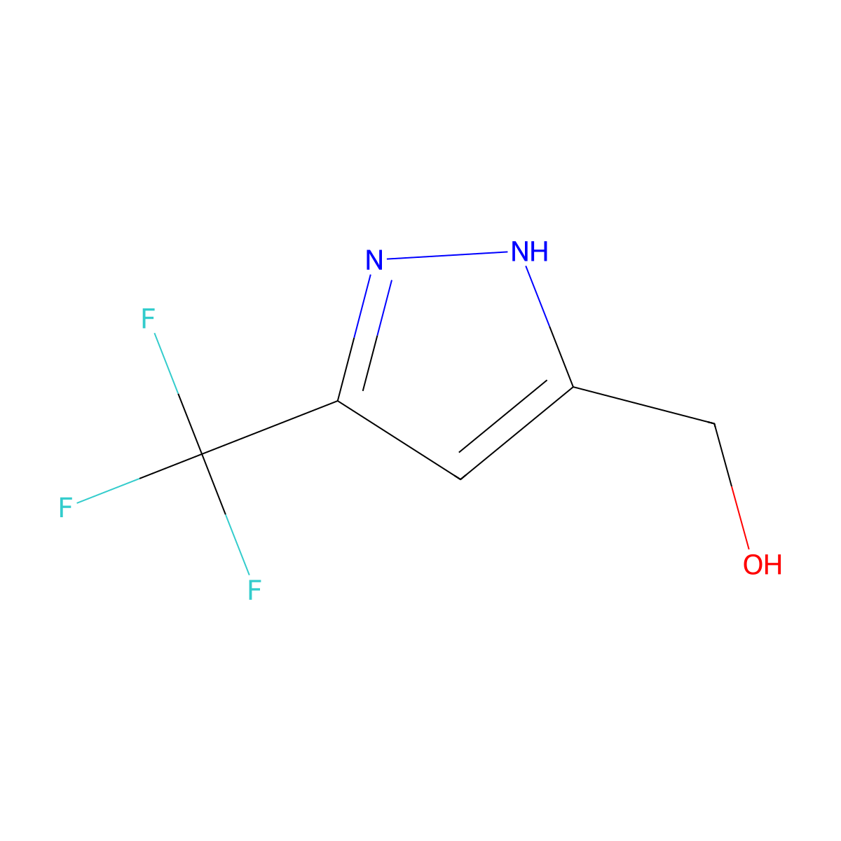 [3-(trifluoromethyl)-1H-pyrazol-5-yl]methanol molecular structure, CAS 169213-73-4