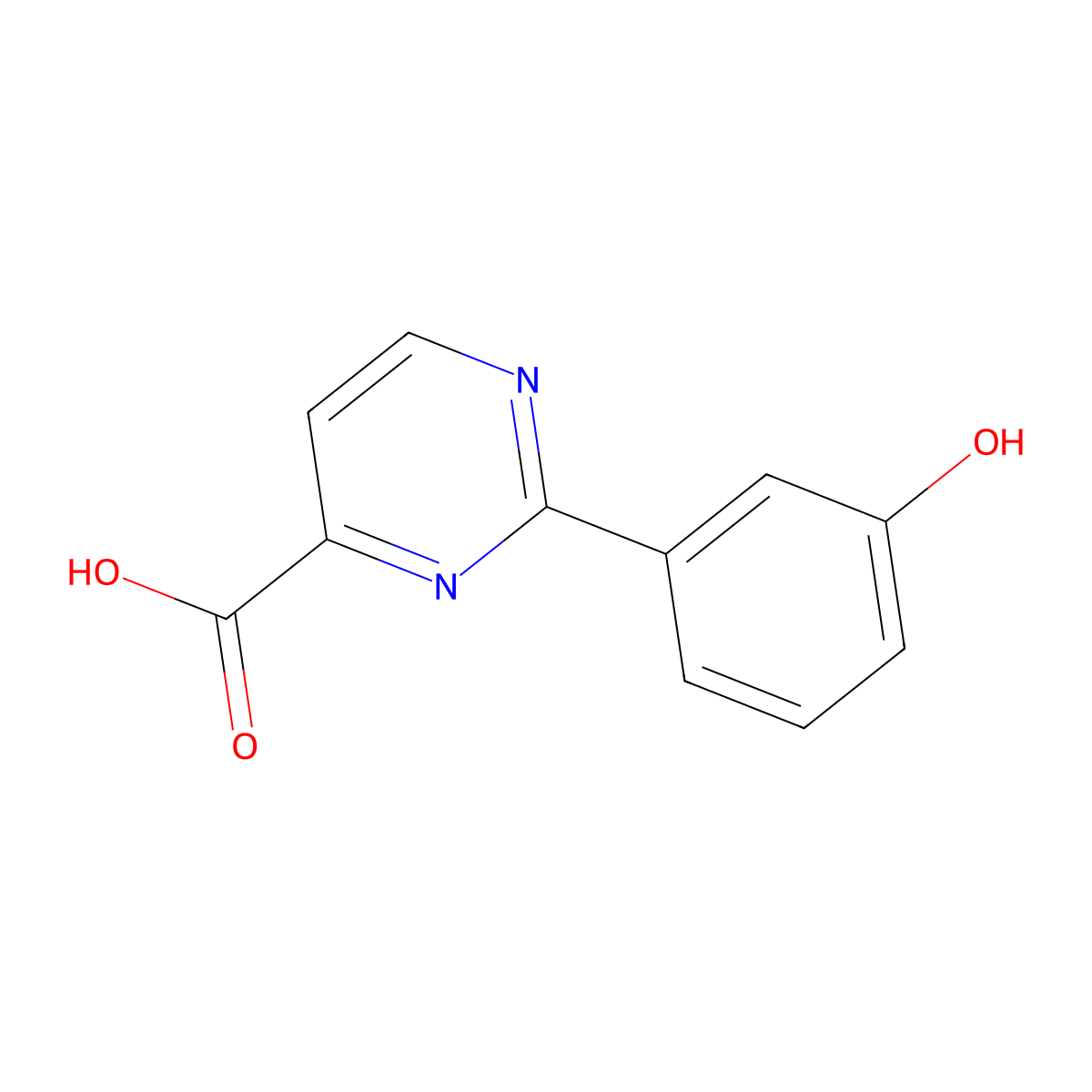 2-(3-Hydroxyphenyl)pyrimidine-4-carboxylic acid molecular structure, CAS 1692134-69-2