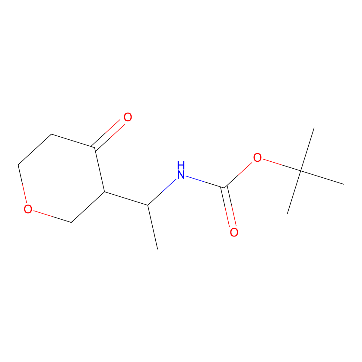 tert-butyl N-[1-(4-oxooxan-3-yl)ethyl]carbamate molecular structure, CAS 1692142-55-4
