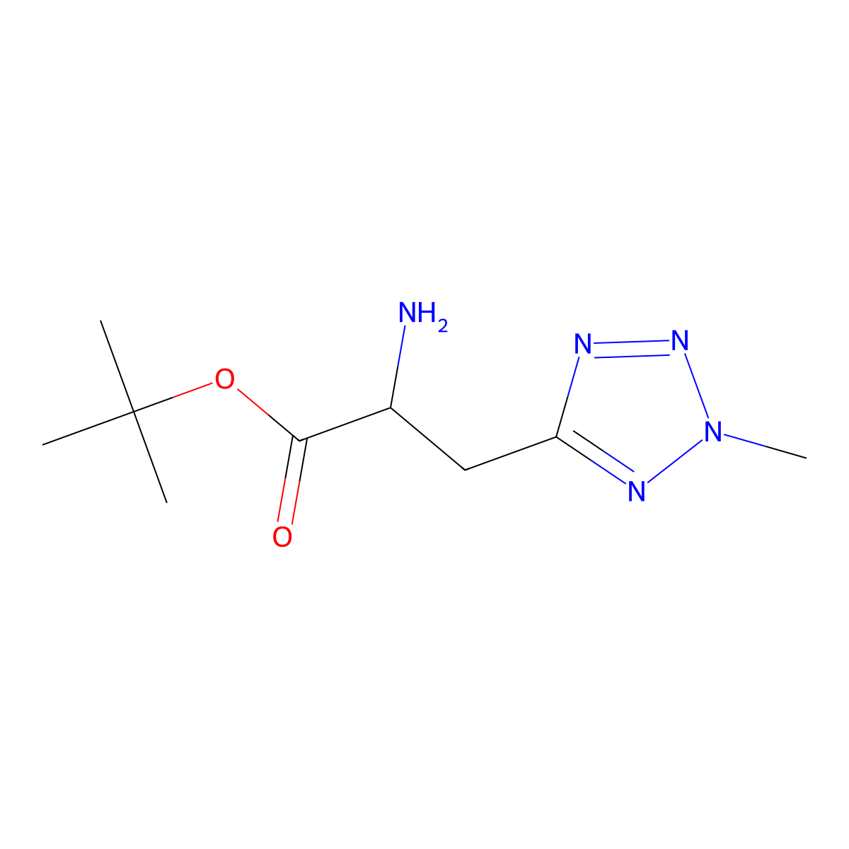 tert-butyl 2-amino-3-(2-methyl-2H-1,2,3,4-tetrazol-5-yl)propanoate molecular structure, CAS 1692147-48-0