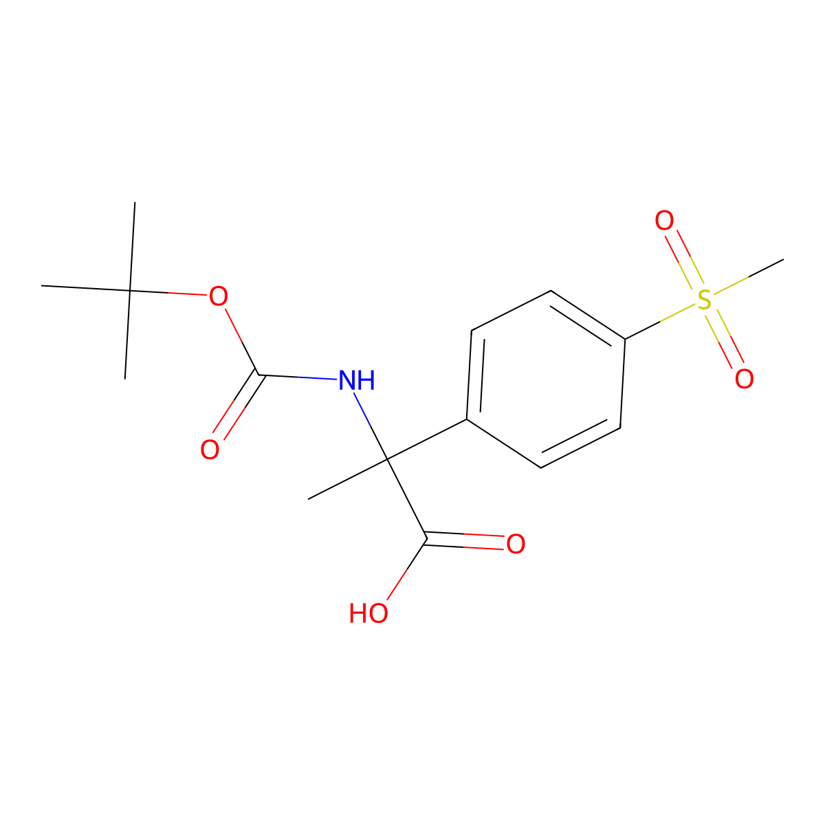 2-{[(Tert-butoxy)carbonyl]amino}-2-(4-methanesulfonylphenyl)propanoic acid molecular structure, CAS 1692185-42-4