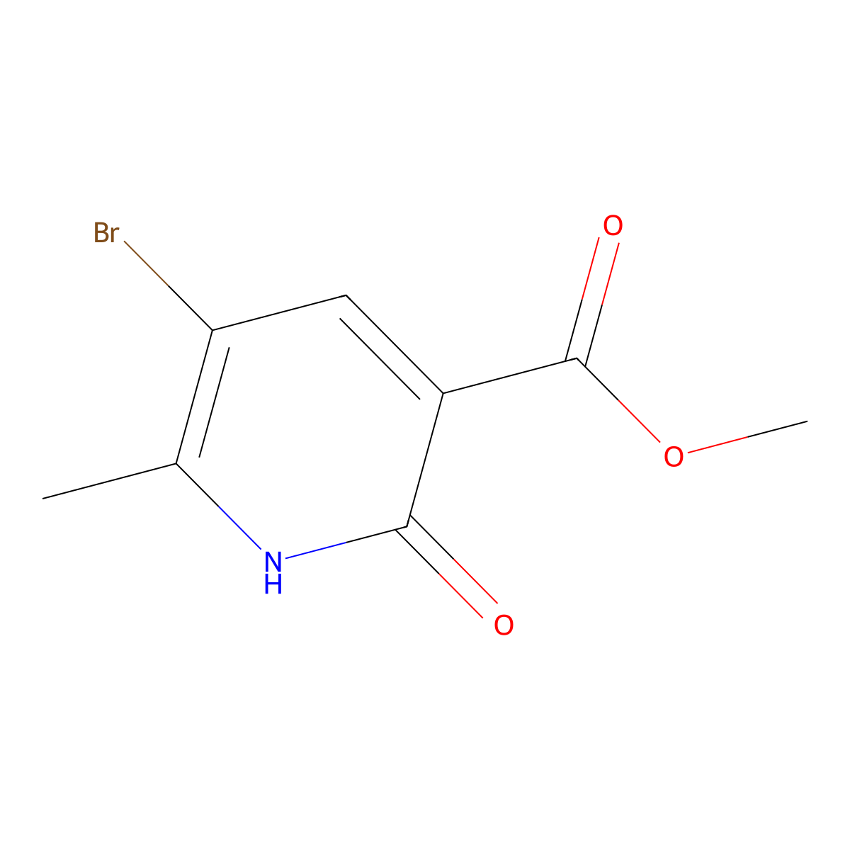 Methyl 5-bromo-6-methyl-2-oxo-1,2-dihydropyridine-3-carboxylate molecular structure, CAS 1692192-29-2