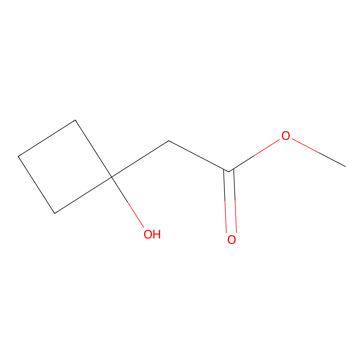 Methyl 2-(1-hydroxycyclobutyl)acetate molecular structure, CAS 1692197-94-6