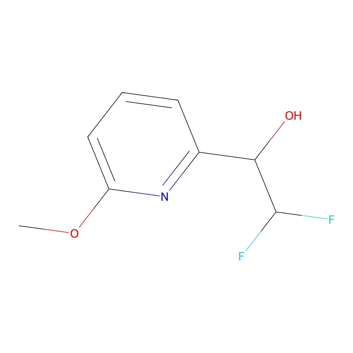 2,2-Difluoro-1-(6-methoxy-2-pyridyl)ethanol molecular structure, CAS 1692203-14-7