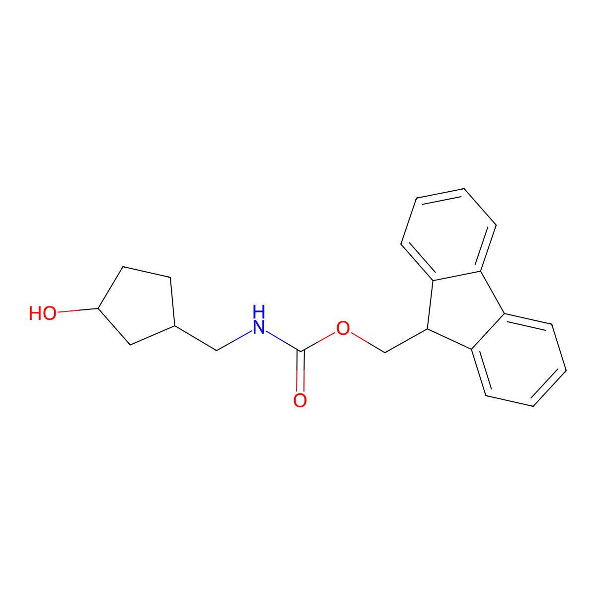 (9H-fluoren-9-yl)methyl N-[(3-hydroxycyclopentyl)methyl]carbamate molecular structure, CAS 1692240-95-1