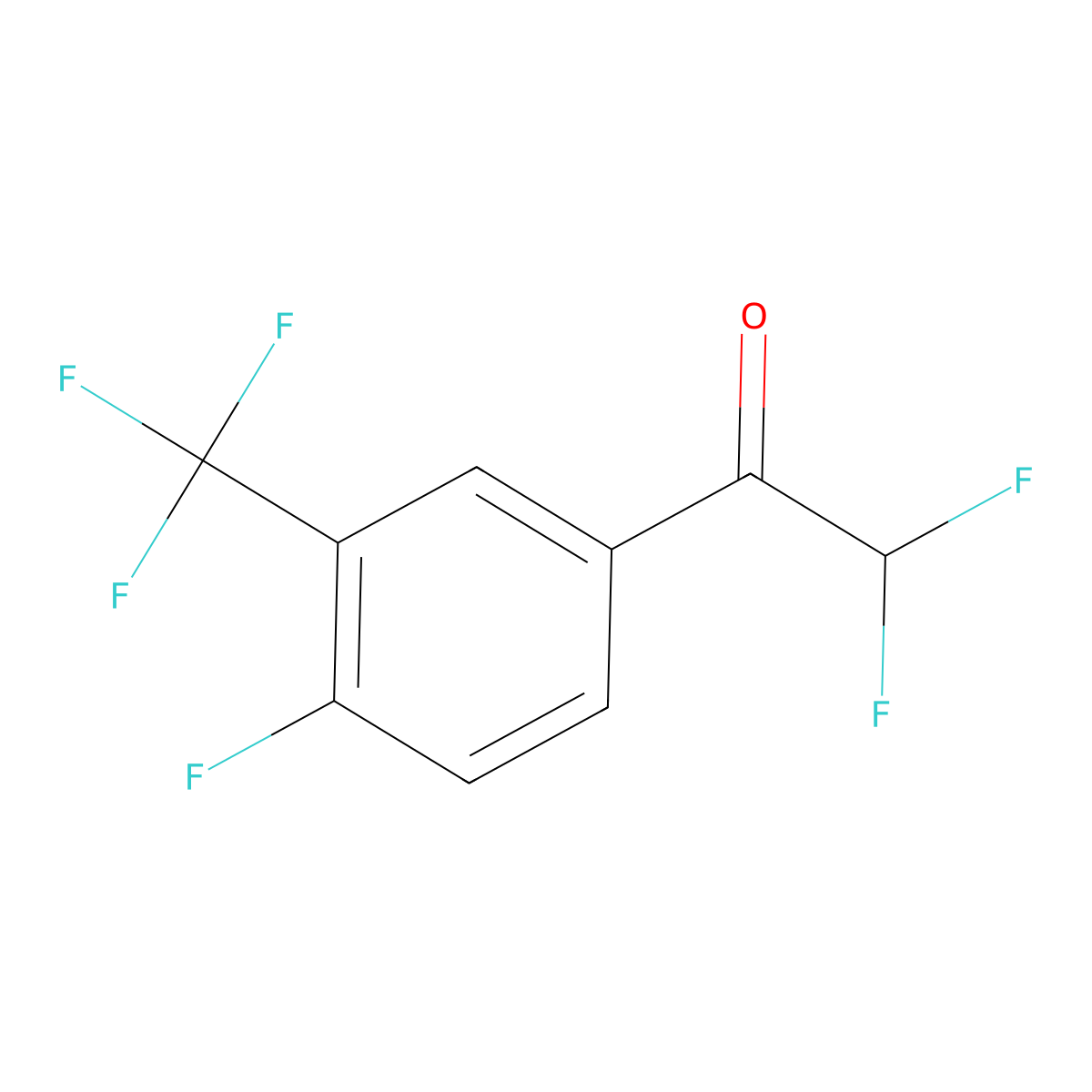 2,2-Difluoro-1-[4-fluoro-3-(trifluoromethyl)phenyl]ethan-1-one molecular structure, CAS 1692241-31-8