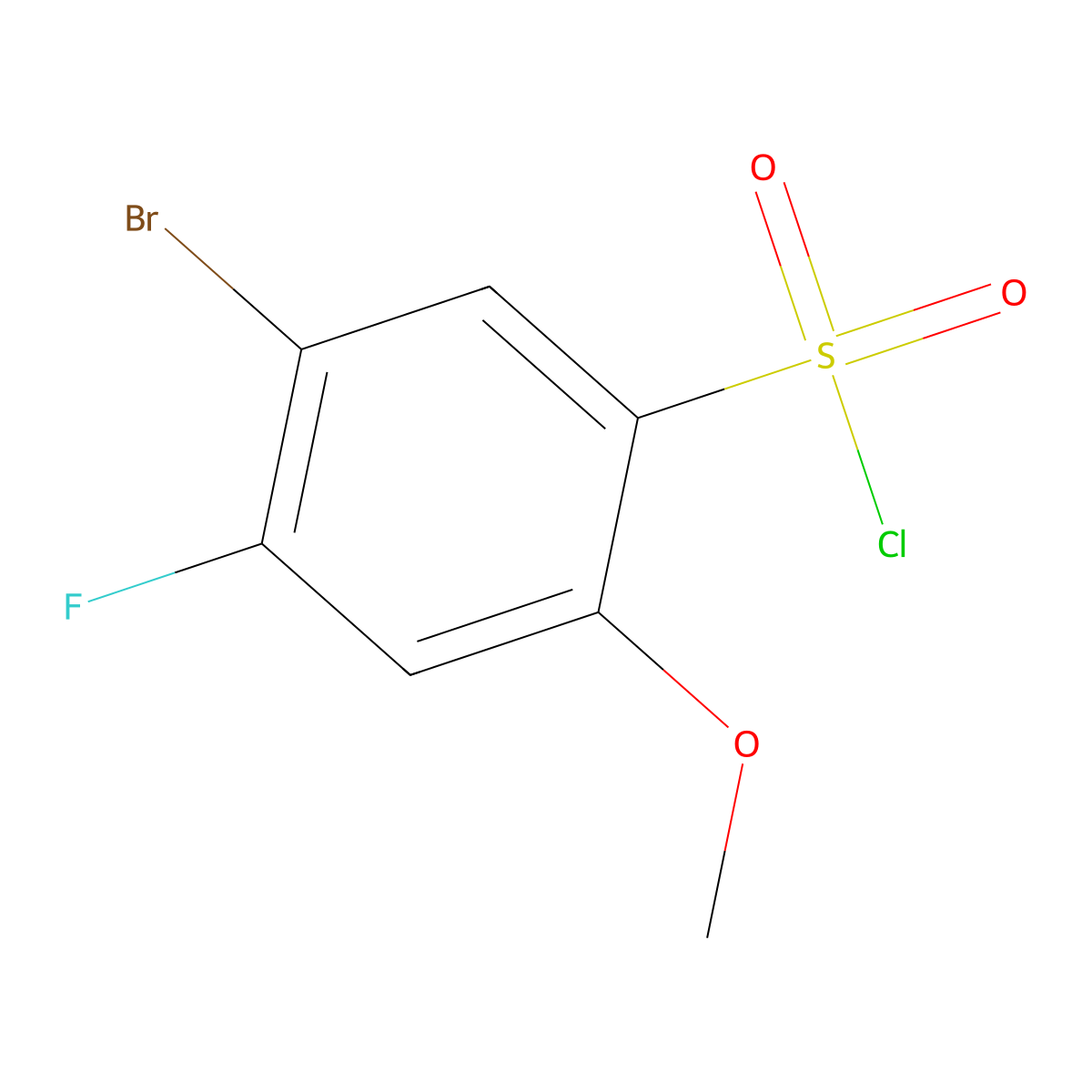 5-Bromo-4-fluoro-2-methoxybenzene-1-sulfonyl chloride molecular structure, CAS 1692245-39-8
