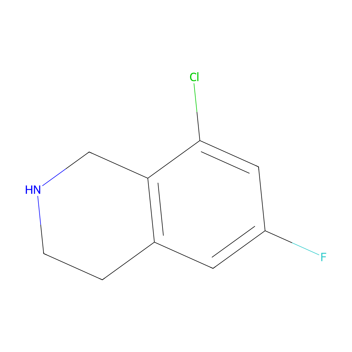 8-Chloro-6-fluoro-1,2,3,4-tetrahydroisoquinoline molecular structure, CAS 1692252-63-3