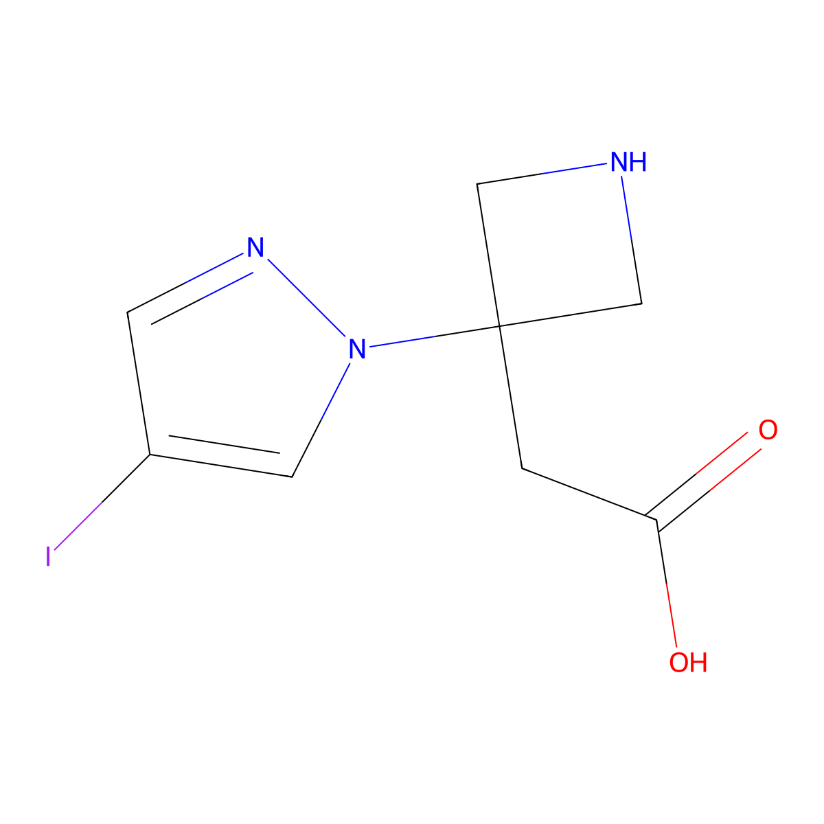 2-[3-(4-iodo-1H-pyrazol-1-yl)azetidin-3-yl]acetic acid molecular structure, CAS 1692253-02-3
