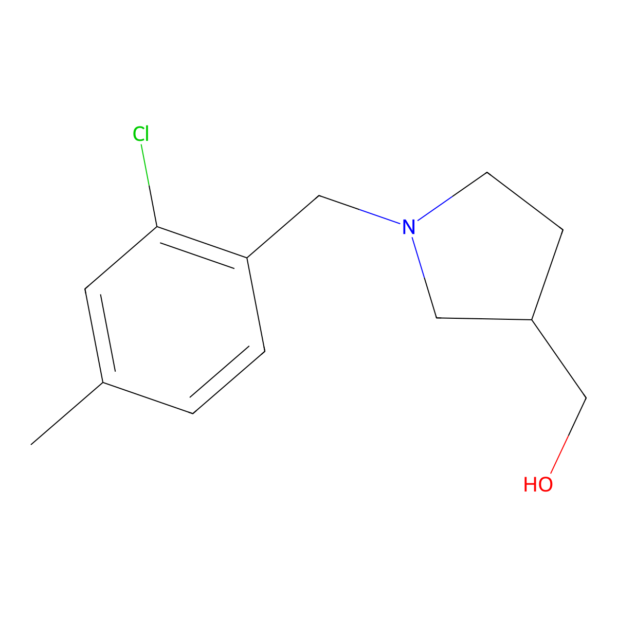 (1-(2-Chloro-4-methylbenzyl)pyrrolidin-3-yl)methanol molecular structure, CAS 1692258-60-8