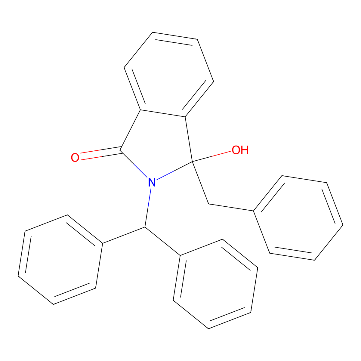 3-benzyl-2-(diphenylmethyl)-3-hydroxy-2,3-dihydro-1H-isoindol-1-one molecular structure, CAS 169228-53-9