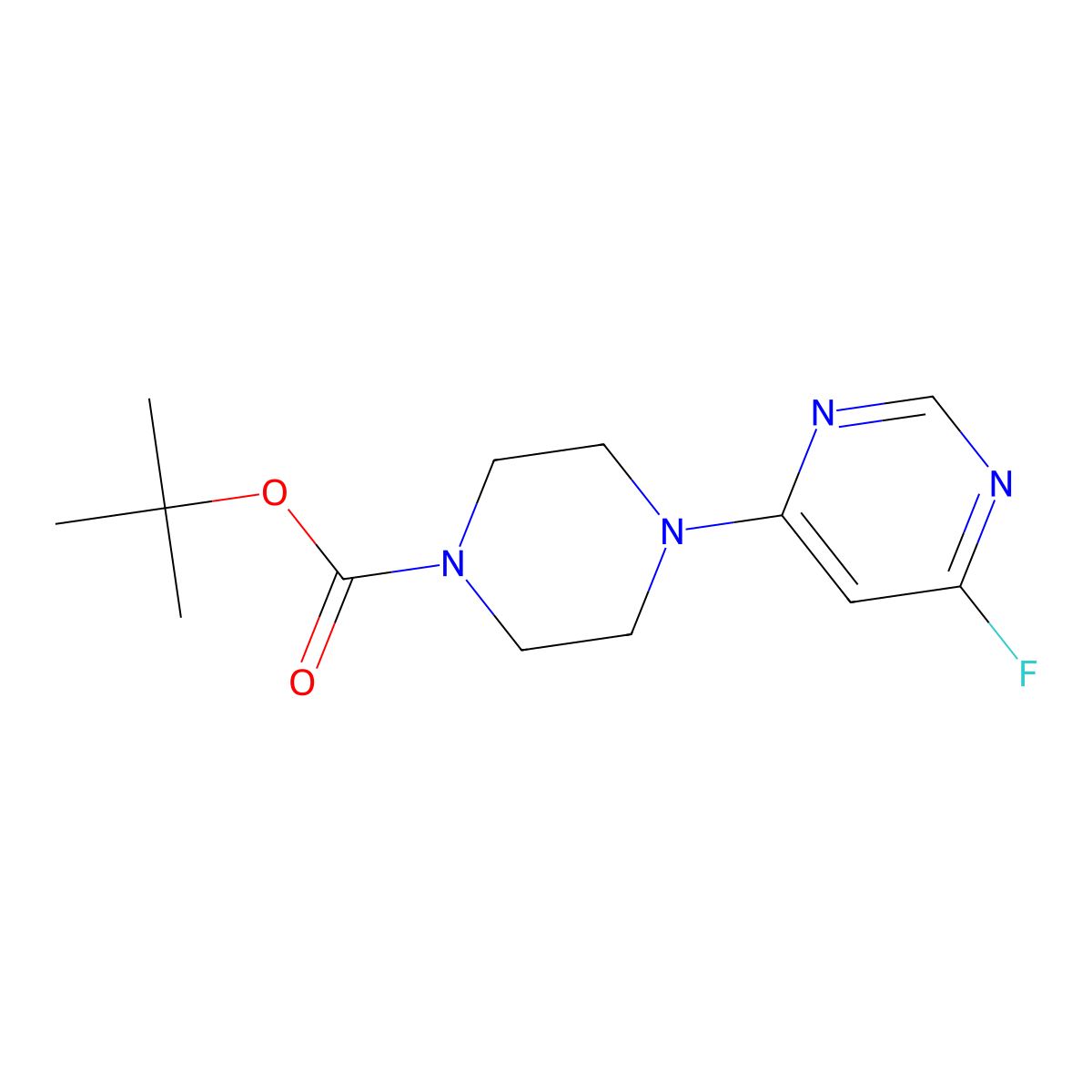 Tert-butyl 4-(6-fluoropyrimidin-4-yl)piperazine-1-carboxylate molecular structure, CAS 1692280-18-4