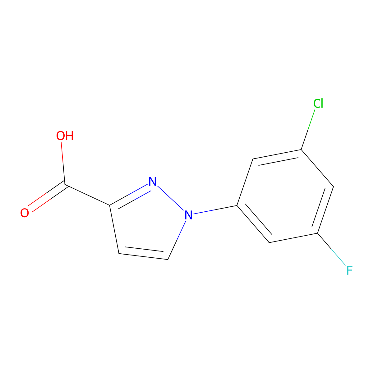 1-(3-chloro-5-fluorophenyl)-1H-pyrazole-3-carboxylic acid molecular structure, CAS 1692282-63-5