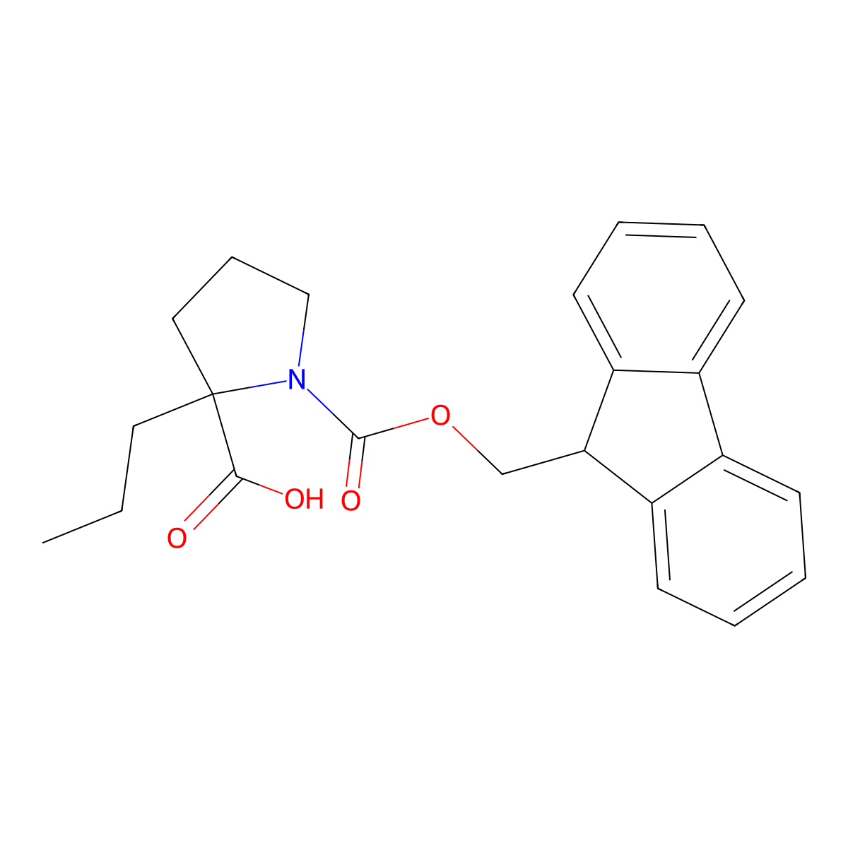 1-{[(9H-fluoren-9-yl)methoxy]carbonyl}-2-propylpyrrolidine-2-carboxylic acid molecular structure, CAS 1692296-60-8