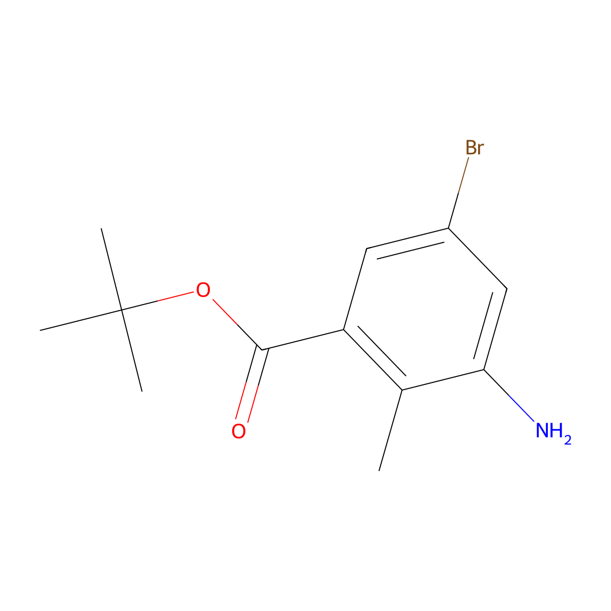Tert-butyl 3-amino-5-bromo-2-methylbenzoate molecular structure, CAS 1692302-97-8