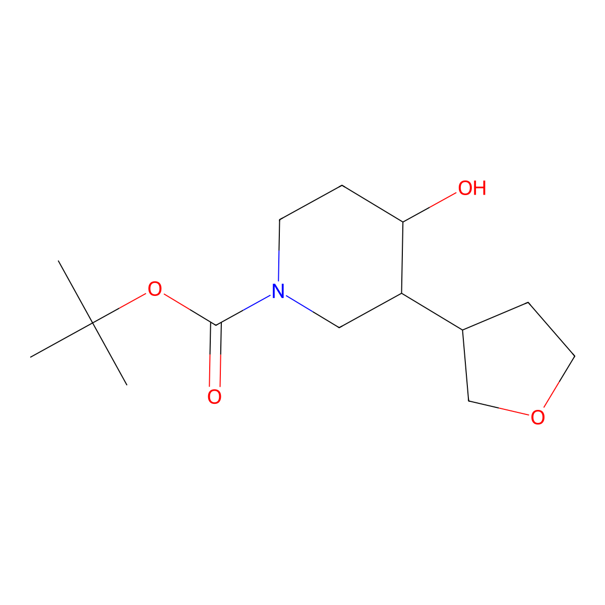 Tert-butyl 4-hydroxy-3-(oxolan-3-yl)piperidine-1-carboxylate molecular structure, CAS 1692306-72-1