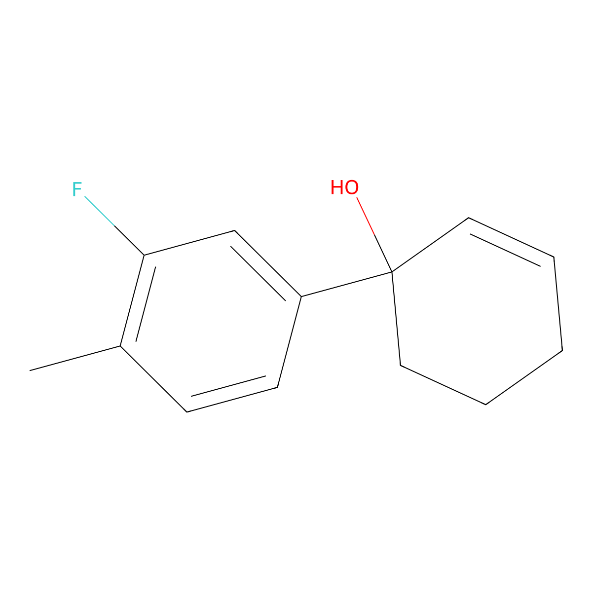 1-(3-Fluoro-4-methylphenyl)-2-cyclohexen-1-ol molecular structure, CAS 1692313-38-4