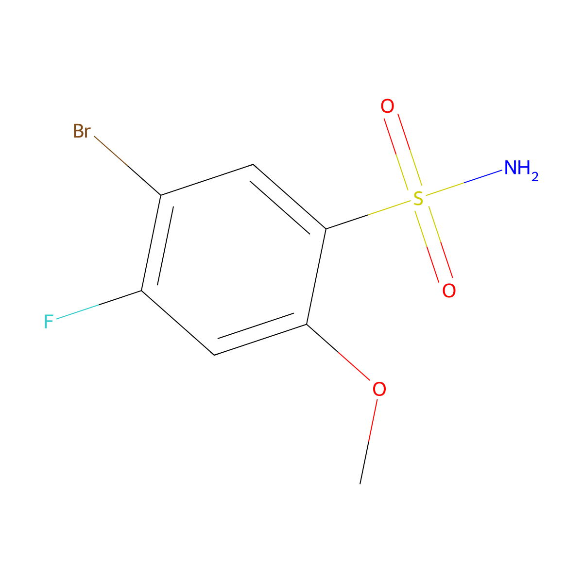 5-Bromo-4-fluoro-2-methoxybenzene-1-sulfonamide molecular structure, CAS 1692317-59-1
