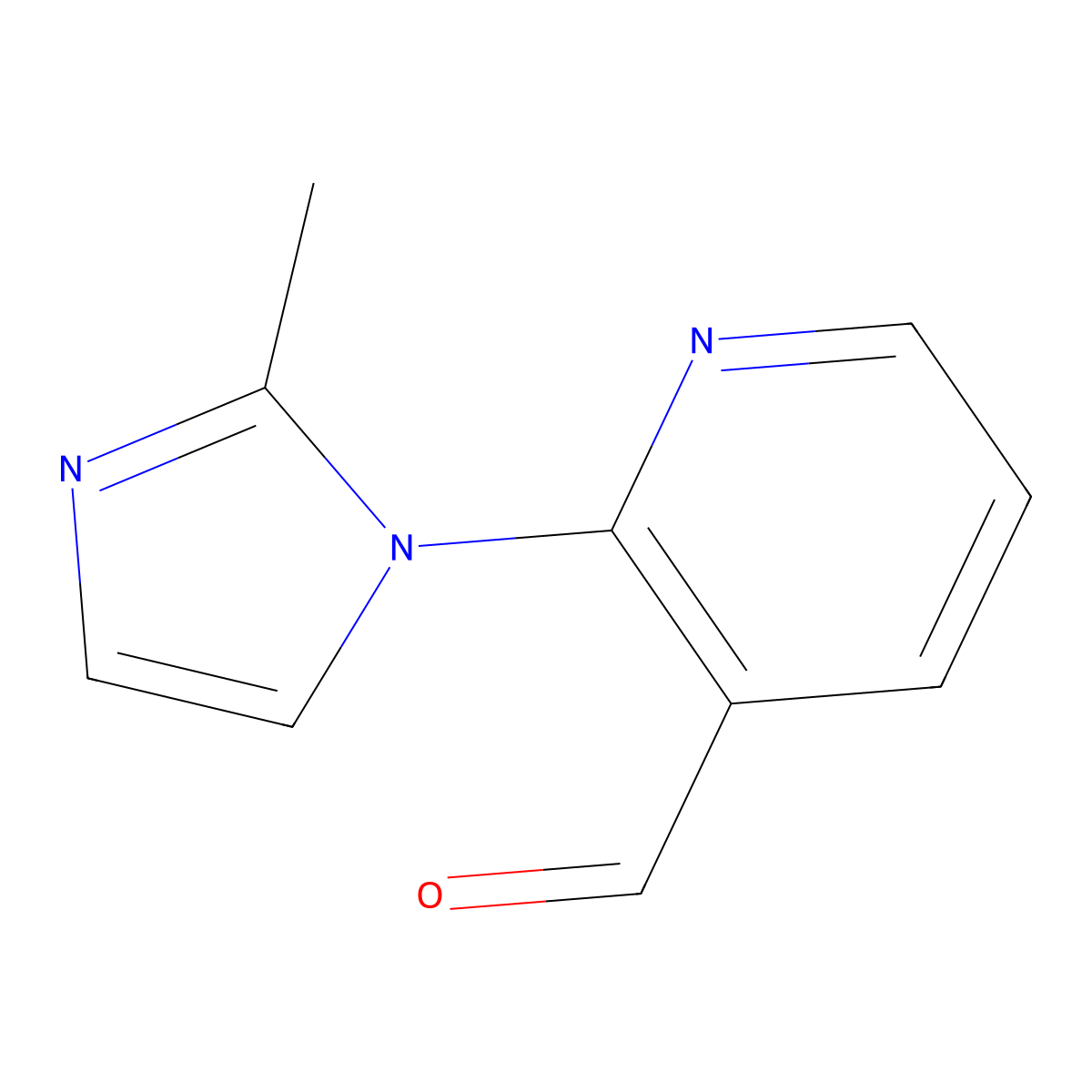 2-(2-methyl-1H-imidazol-1-yl)pyridine-3-carbaldehyde molecular structure, CAS 1692328-01-0