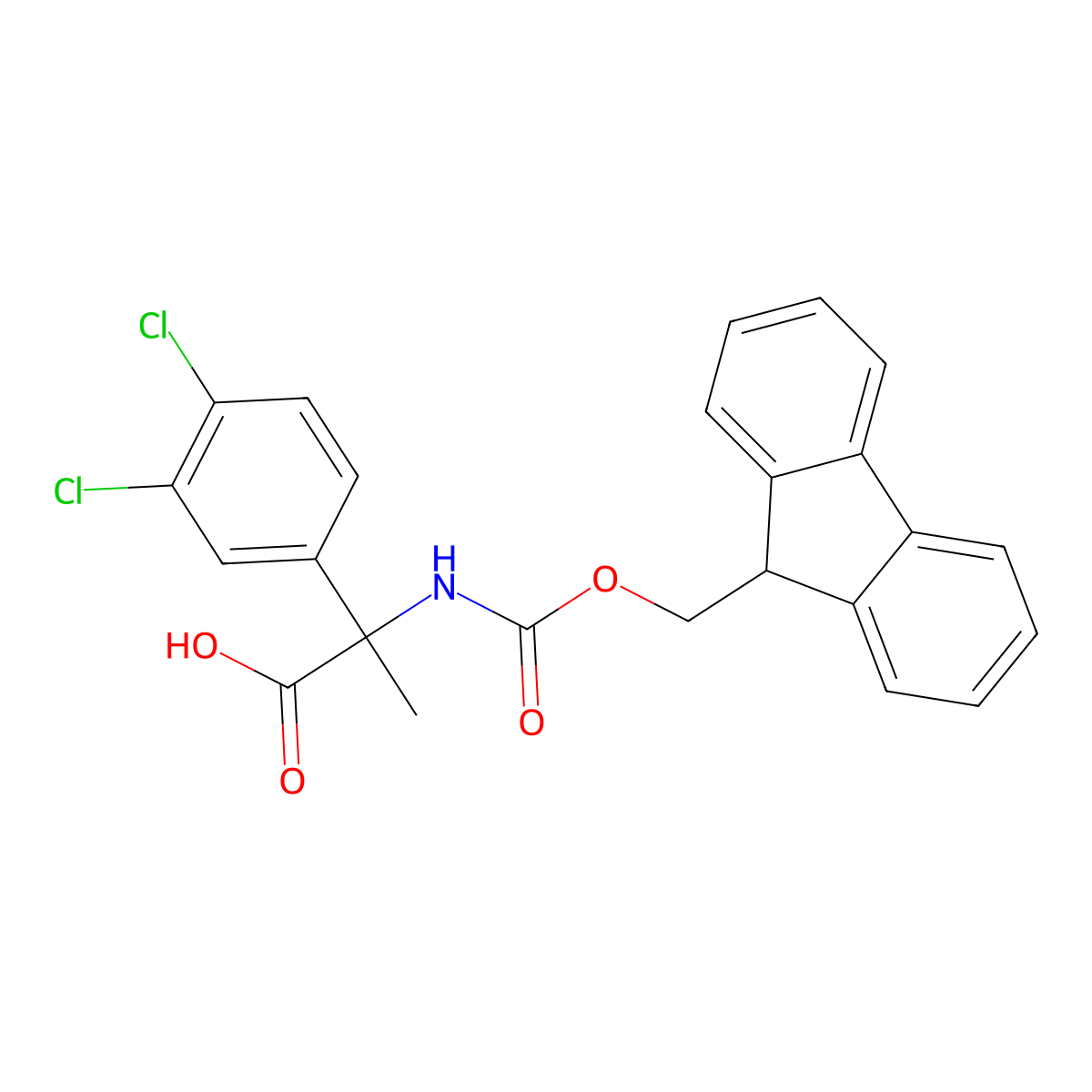 2-(3,4-dichlorophenyl)-2-({[(9H-fluoren-9-yl)methoxy]carbonyl}amino)propanoic acid molecular structure, CAS 1692331-90-0
