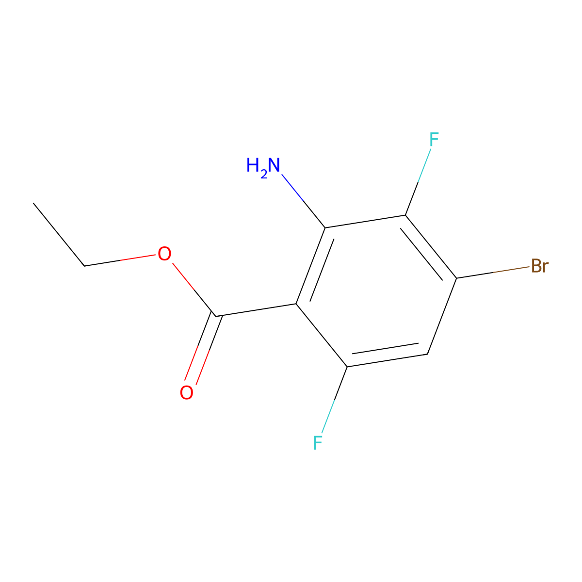 Ethyl 2-amino-4-bromo-3,6-difluorobenzoate molecular structure, CAS 1692339-52-8