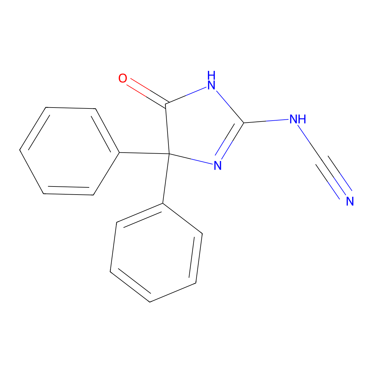 (5-Oxo-4,4-diphenyl-1H-imidazol-2-yl)cyanamide molecular structure, CAS 169234-77-9