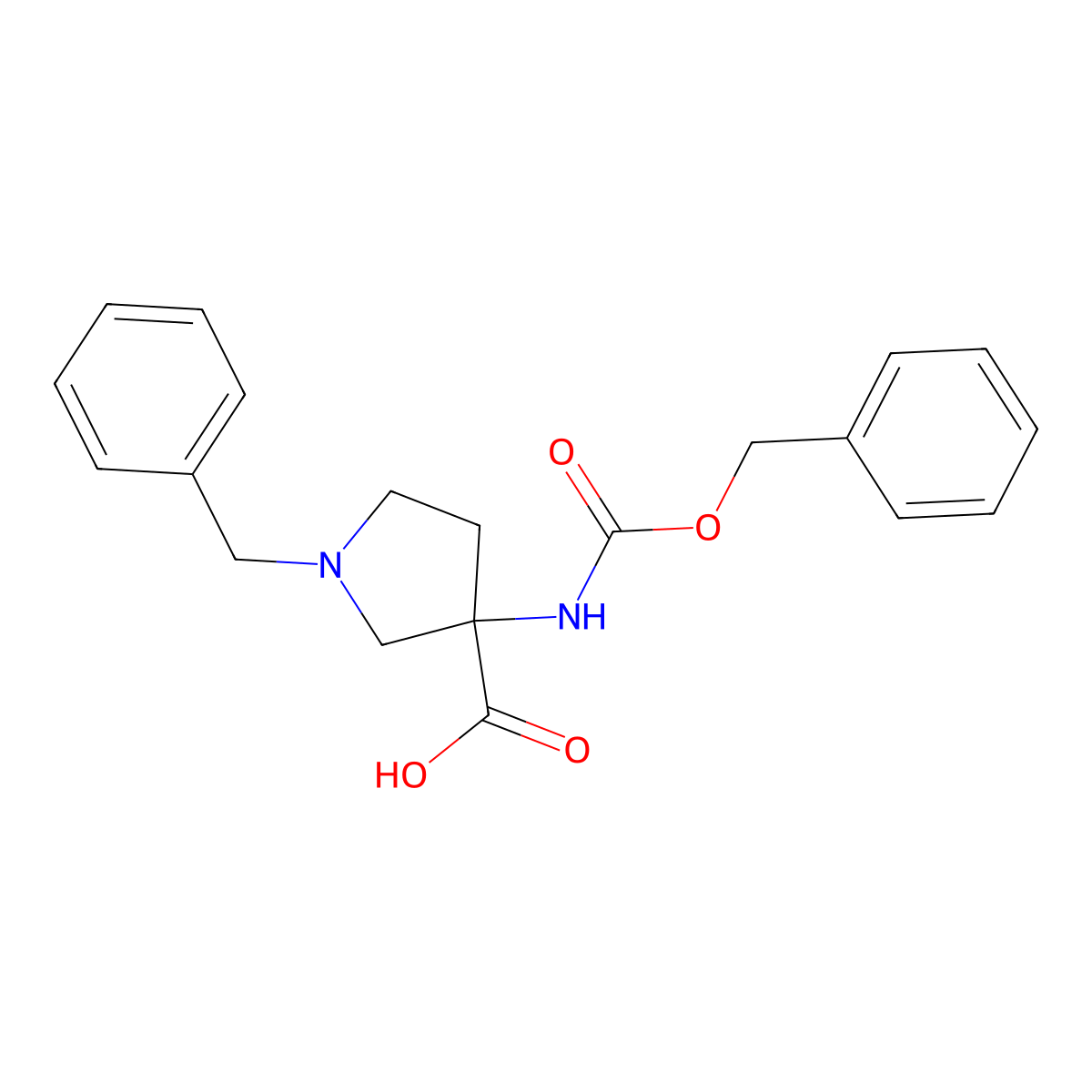 1-Benzyl-3-{[(benzyloxy)carbonyl]amino}pyrrolidine-3-carboxylic acid molecular structure, CAS 1692374-95-0