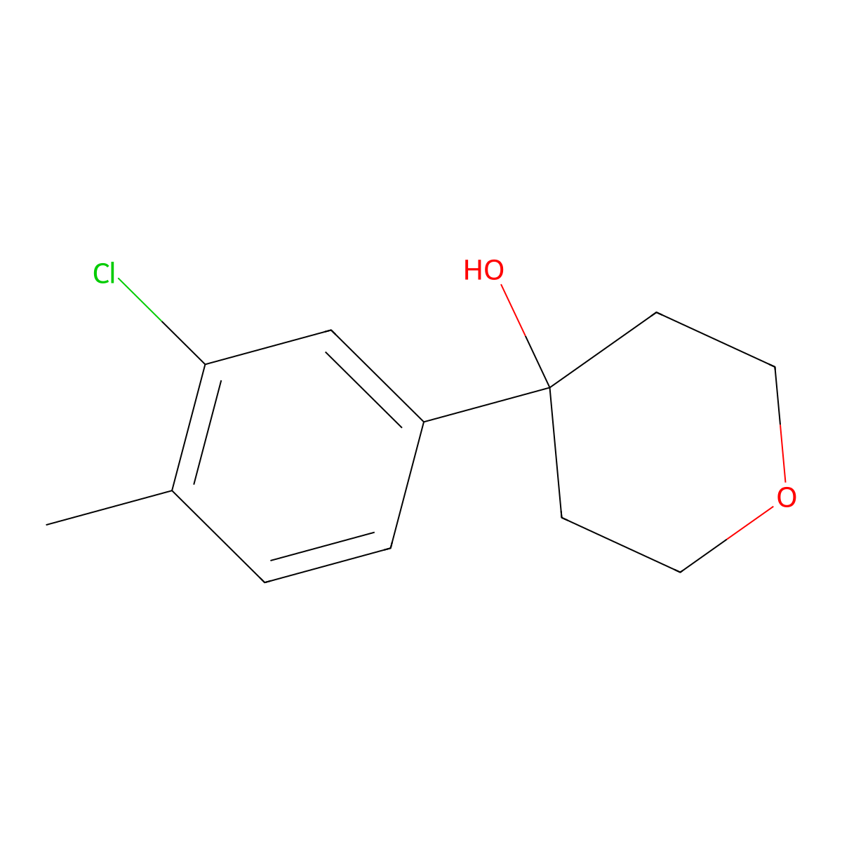 4-(3-chloro-4-methylphenyl)tetrahydro-2H-pyran-4-ol molecular structure, CAS 1692377-99-3