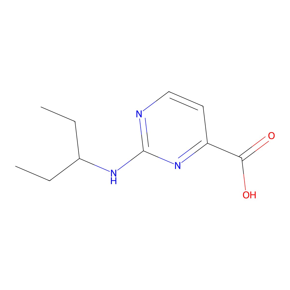 2-(Pentan-3-ylamino)pyrimidine-4-carboxylic acid molecular structure, CAS 1692379-83-1