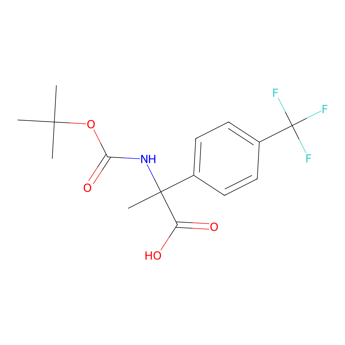 2-{[(Tert-butoxy)carbonyl]amino}-2-[4-(trifluoromethyl)phenyl]propanoicacid molecular structure, CAS 1692397-81-1