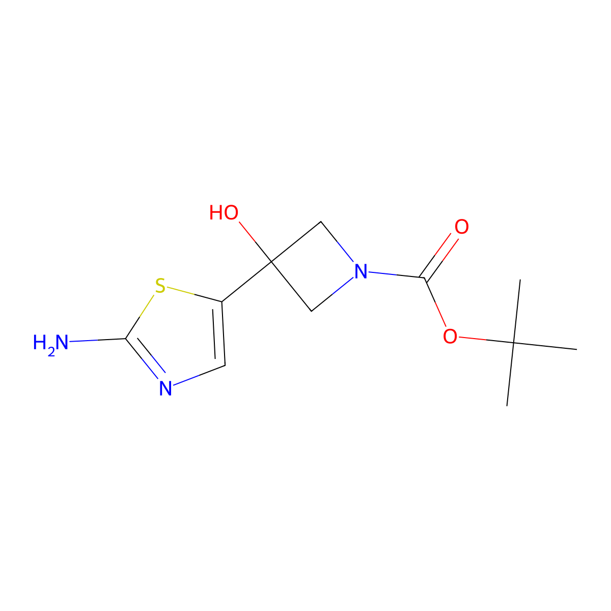 Tert-butyl 3-(2-amino-1,3-thiazol-5-yl)-3-hydroxyazetidine-1-carboxylate molecular structure, CAS 1692418-05-5