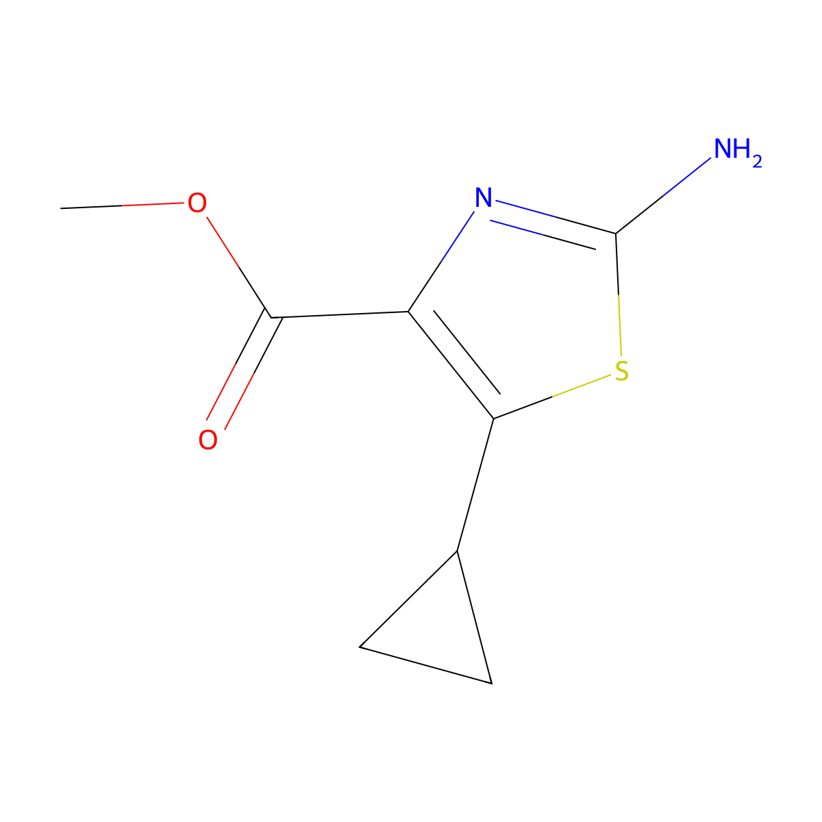Methyl 2-amino-5-cyclopropyl-1,3-thiazole-4-carboxylate molecular structure, CAS 1692419-77-4