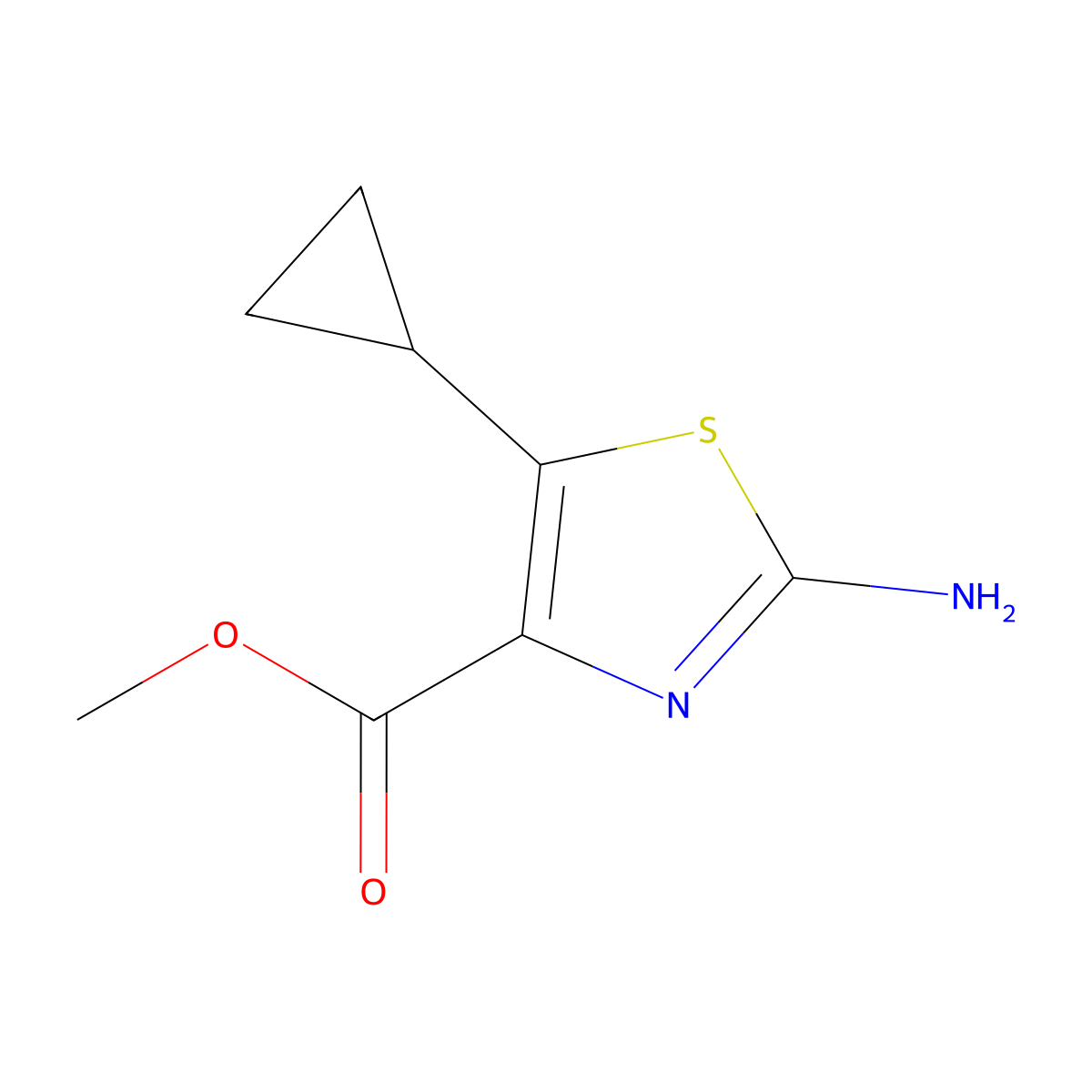 Methyl 2-amino-5-cyclopropyl-1,3-thiazole-4-carboxylate molecular structure, CAS 1692419-77-4