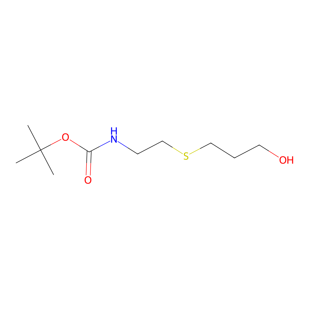 tert-butyl N-{2-[(3-hydroxypropyl)sulfanyl]ethyl}carbamate molecular structure, CAS 1692423-71-4