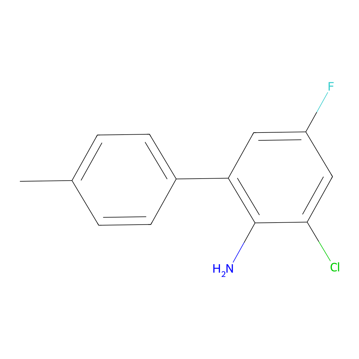 3-Chloro-5-fluoro-4'-methyl-[1,1'-biphenyl]-2-amine molecular structure, CAS 1692434-73-3