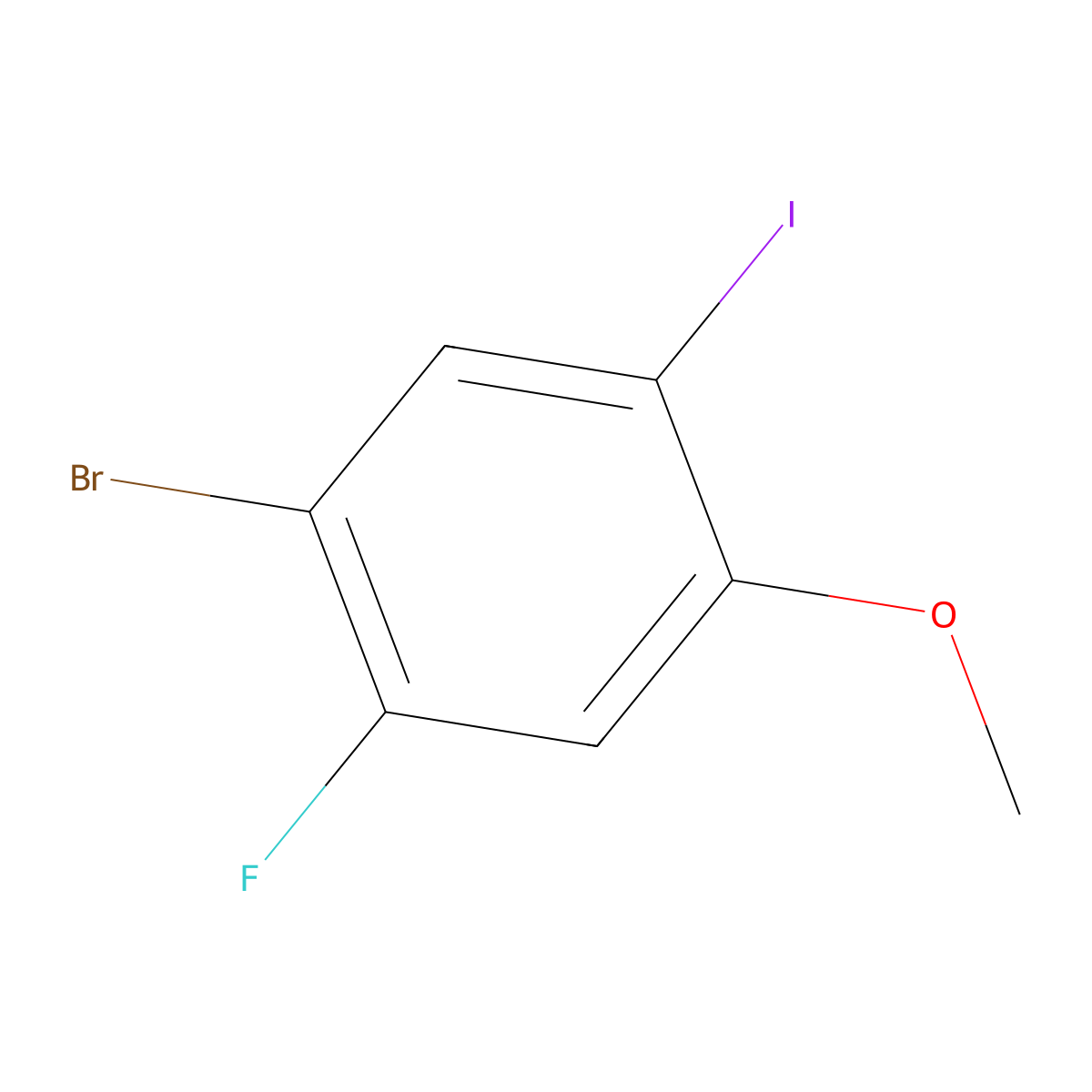 1-Bromo-2-fluoro-5-iodo-4-methoxy-benzene molecular structure, CAS 1692438-02-0