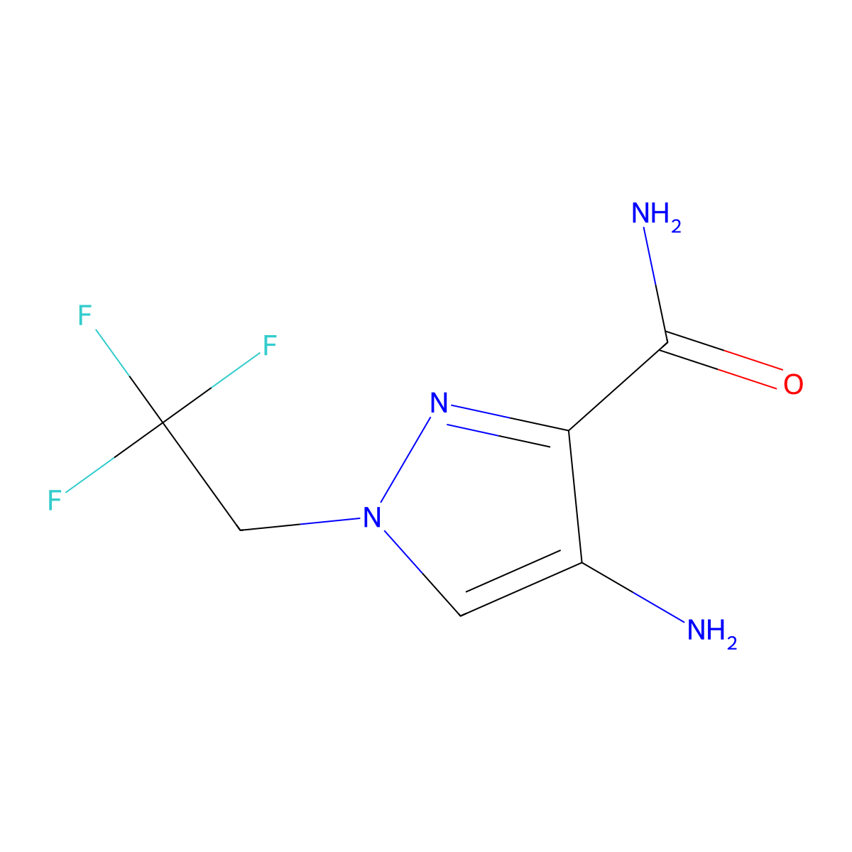 4-amino-1-(2,2,2-trifluoroethyl)-1H-pyrazole-3-carboxamide molecular structure, CAS 1692449-25-4