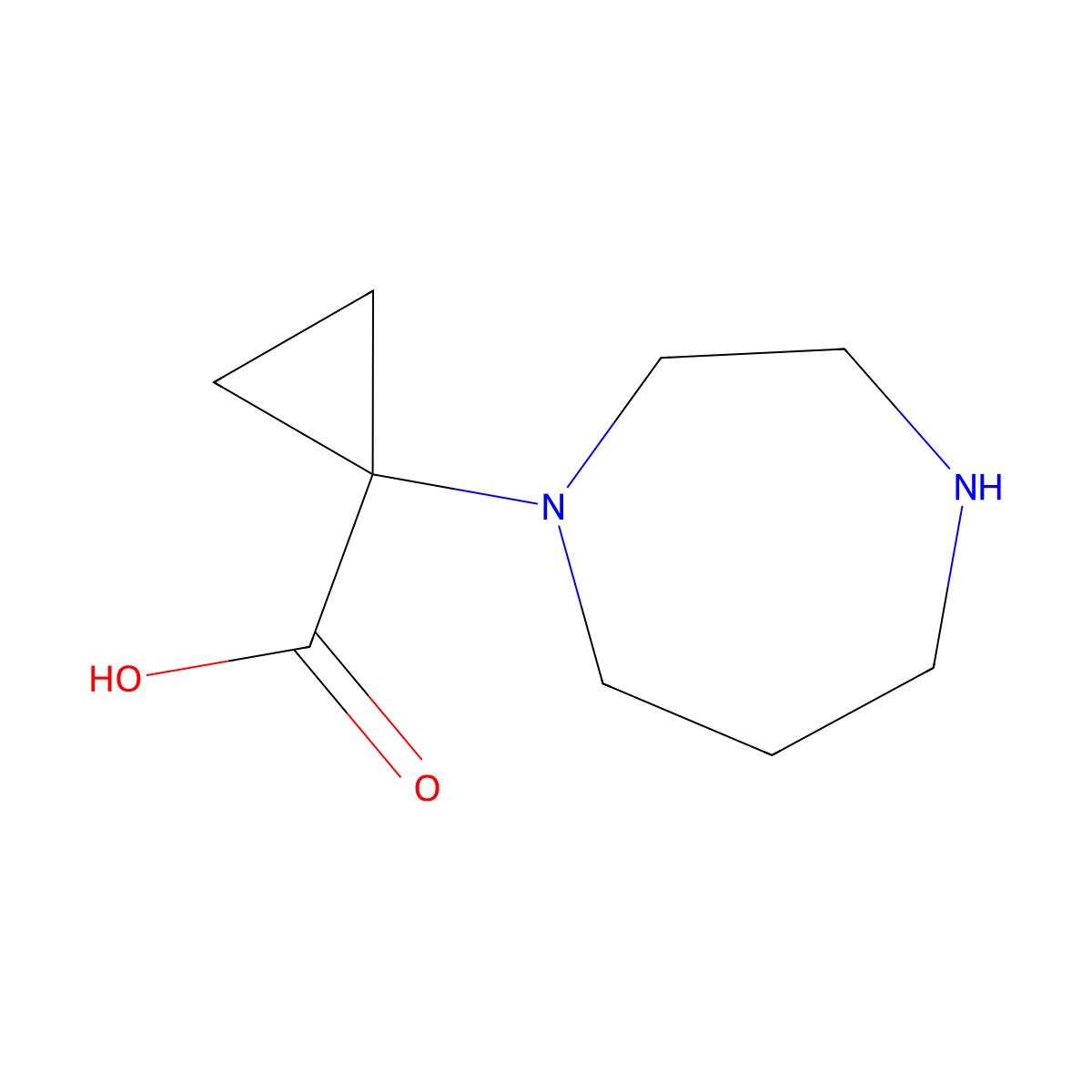 1-(1,4-Diazepan-1-yl)cyclopropane-1-carboxylic acid molecular structure, CAS 1692450-72-8