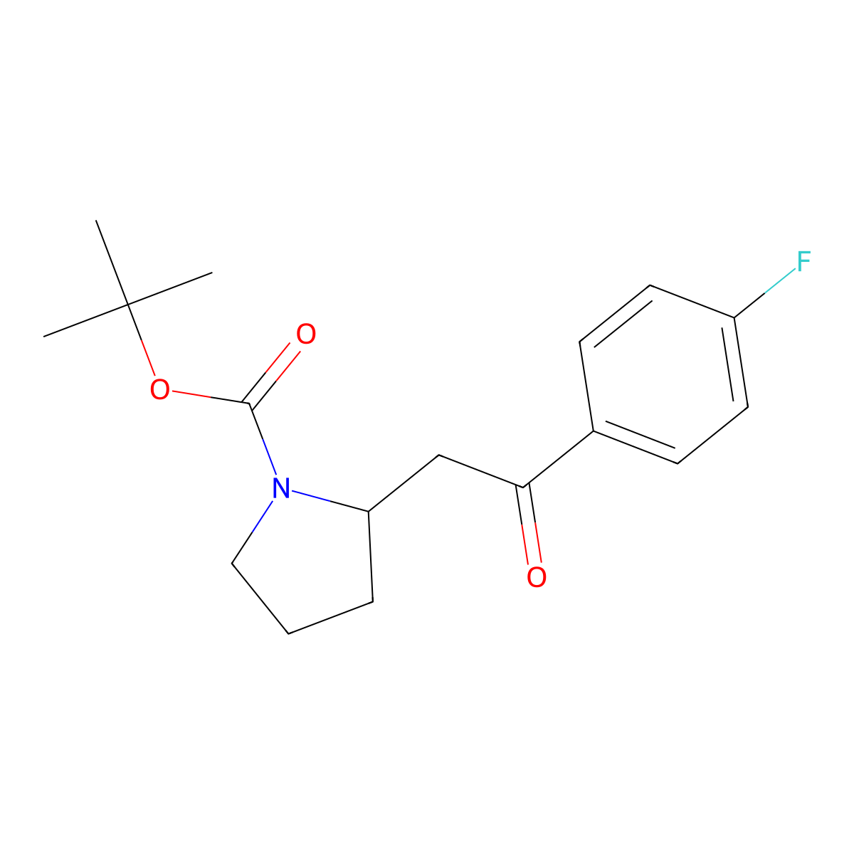Tert-butyl 2-[2-(4-fluorophenyl)-2-oxoethyl]pyrrolidine-1-carboxylate molecular structure, CAS 1692459-58-7